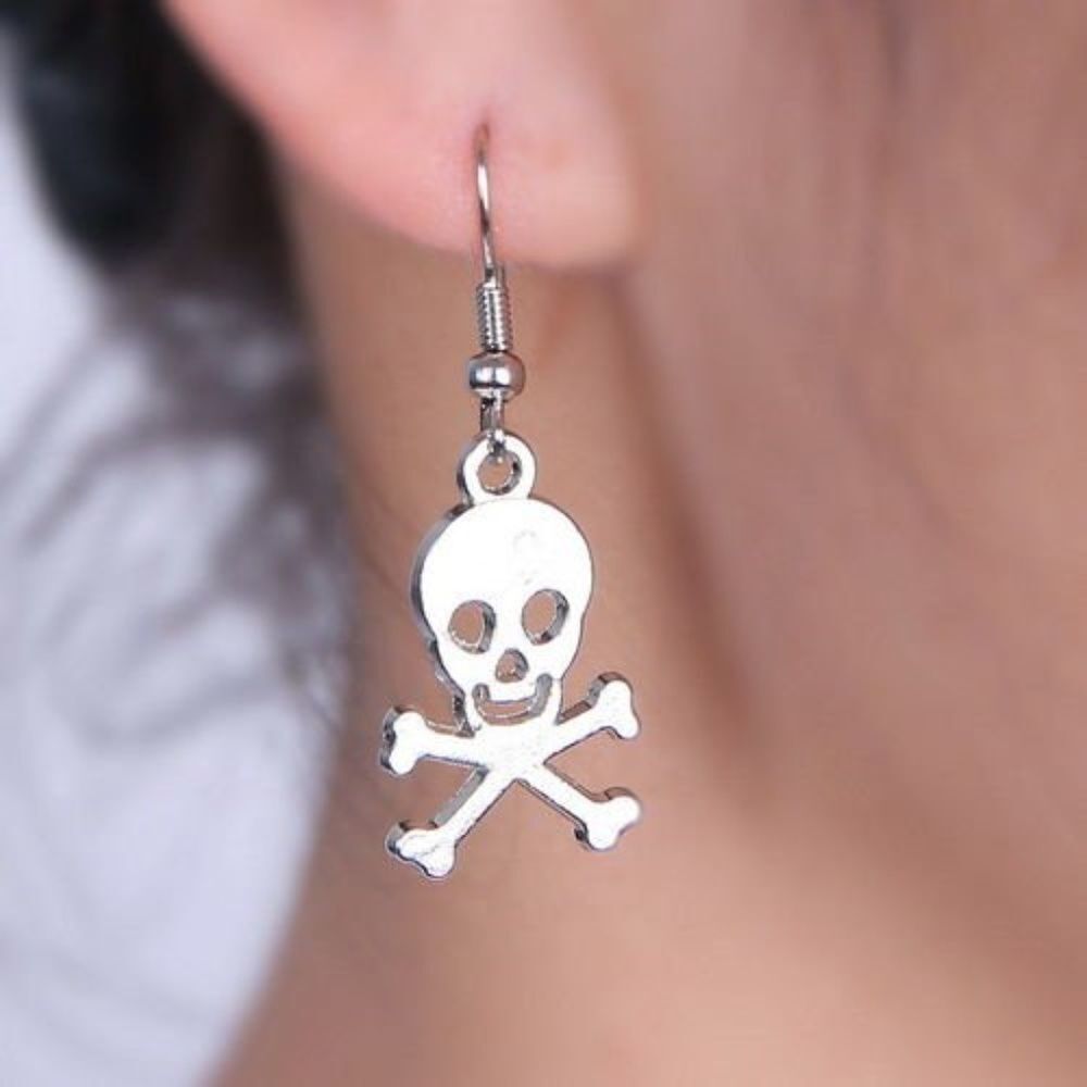 Silver Skull Head Earrings